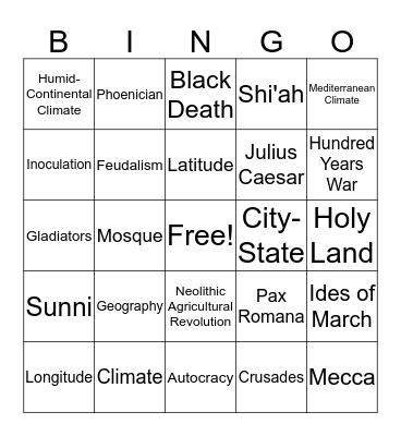 Final EXAM Review Bingo Card