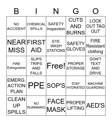SAFETY BINGO Card