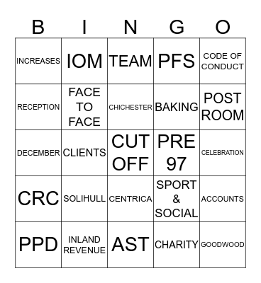 PPD/SSC Celebration Lunch Bingo Card