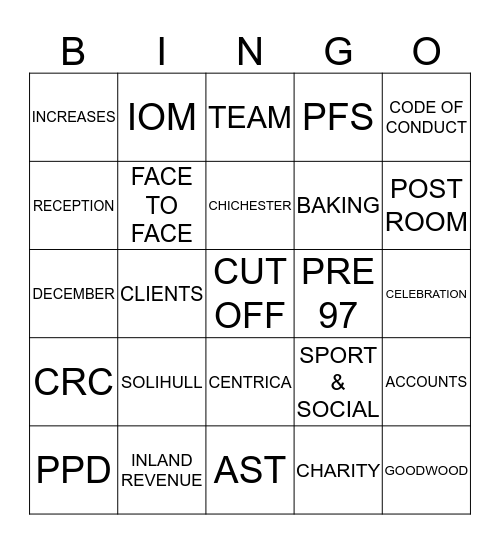 PPD/SSC Celebration Lunch Bingo Card