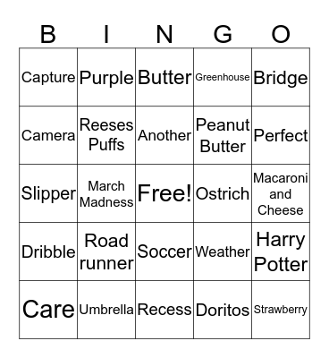 ASHER Bingo Card