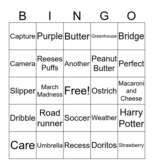 ASHER Bingo Card