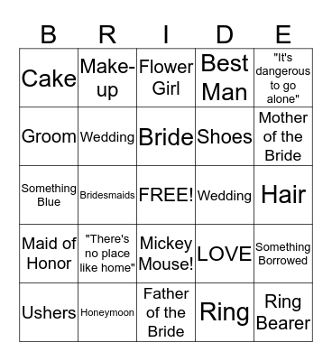 BRIDAL BINGO Card