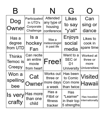 Professional Development BINGO Card