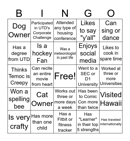 Professional Development BINGO Card
