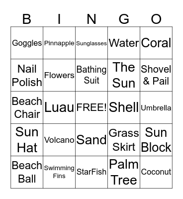 Luau Bingo Card