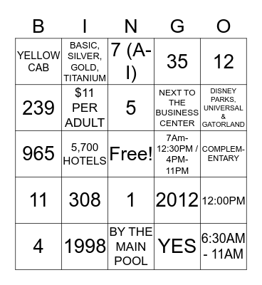 COURTYARD BINGO  Bingo Card