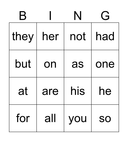 Red Words Bingo Card