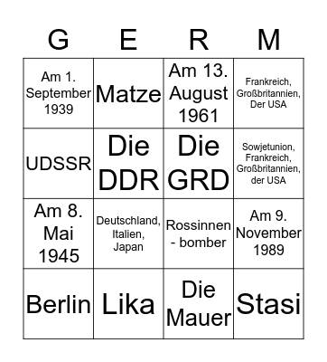 Bingo Auf Deutsch Bingo Card