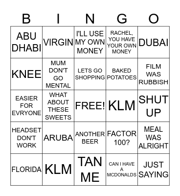 CALDO'S BULLSHIT BINGO Card