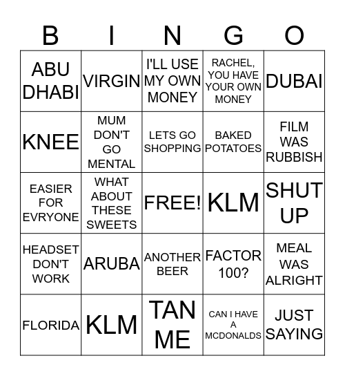CALDO'S BULLSHIT BINGO Card