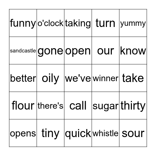 Sight Words Bingo 3-4 Bingo Card
