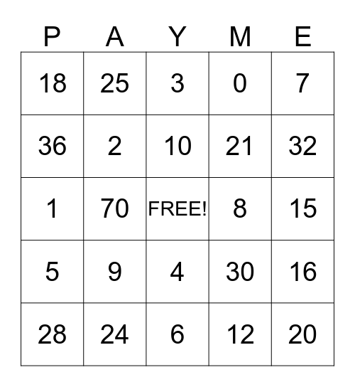 Summer Camp Bingo Card