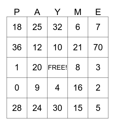 Summer Camp Bingo Card