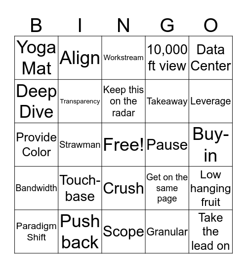 ITS / BIS Bingo Card