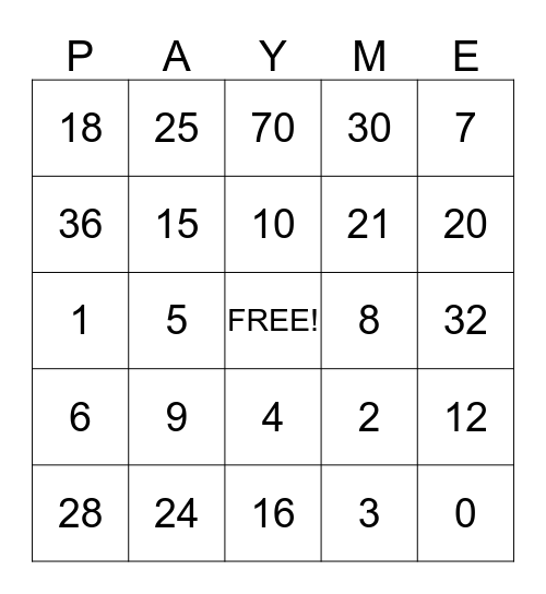 Summer Camp Bingo Card