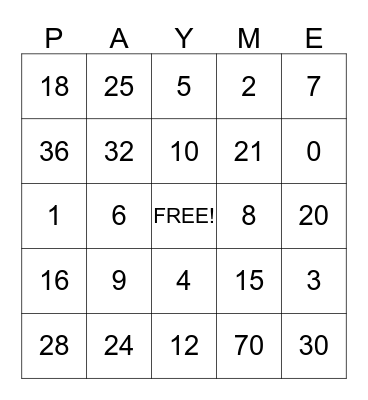 Summer Camp Bingo Card