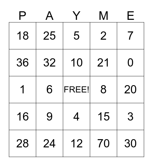 Summer Camp Bingo Card