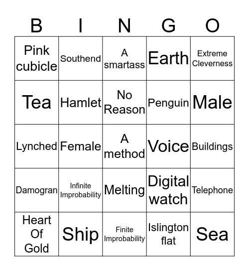 Hitchhiker Bingo 2 Bingo Card