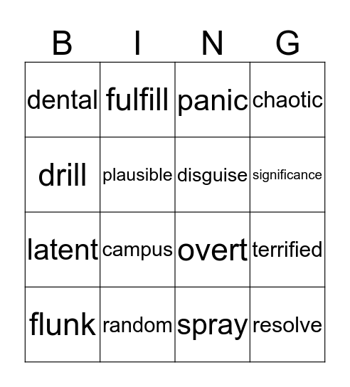 Function of Dreams Bingo Card