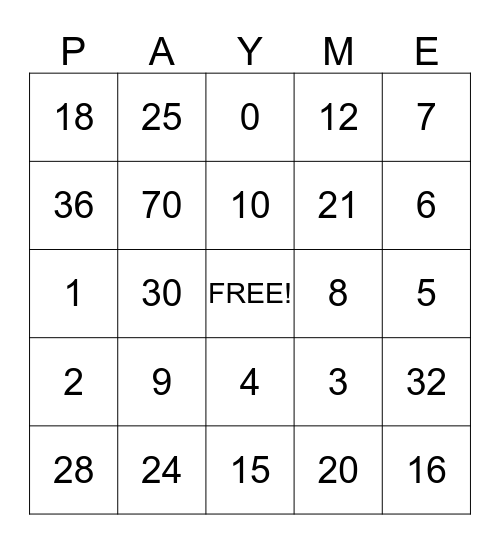 Summer Camp Bingo Card