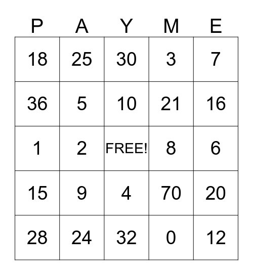 Summer Camp Bingo Card