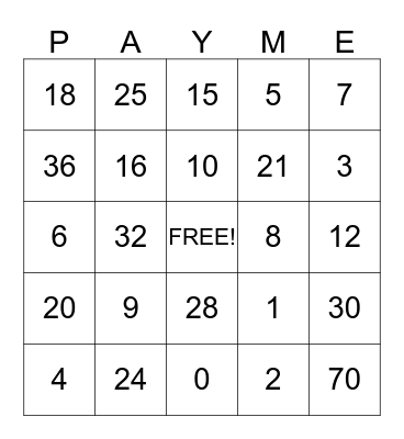 Summer Camp Bingo Card