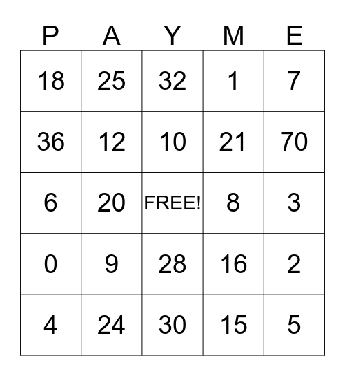 Summer Camp Bingo Card