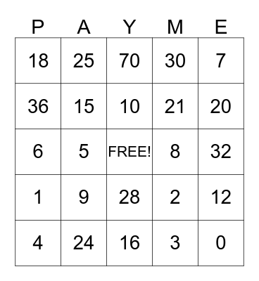 Summer Camp Bingo Card