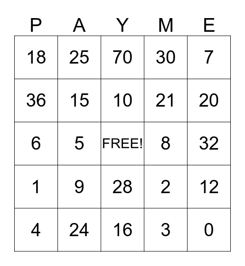 Summer Camp Bingo Card