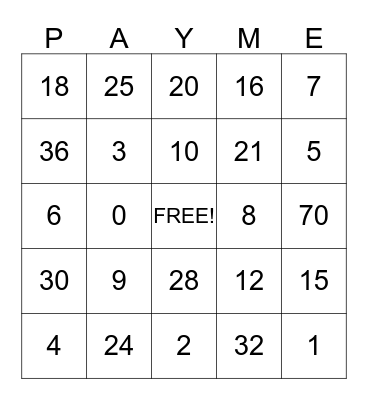 Summer Camp Bingo Card