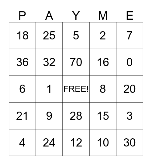 Summer Camp Bingo Card