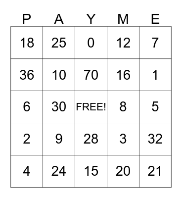 Summer Camp Bingo Card