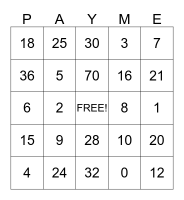 Summer Camp Bingo Card