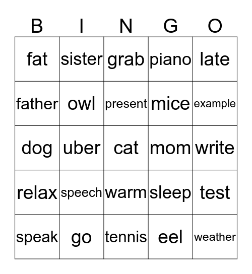 Making sentences Bingo Card