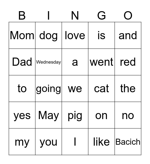 Spring Bingo Card