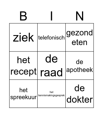 De huisarts Bingo Card