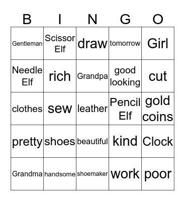 The Shoemaker and the Elves Bingo Card