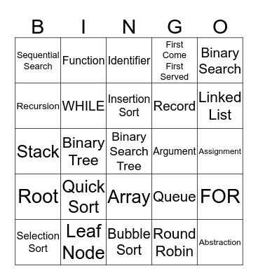 IB Computer Science Revision 2 Bingo Card