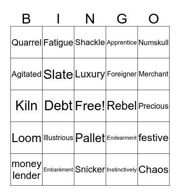 Iqbal chapter 1-5 vocabulary Bingo Card