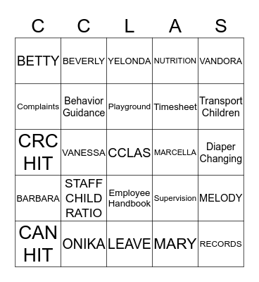 EMPLOYEE APPRECIATION Bingo Card