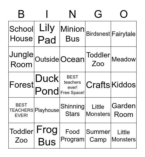 Bright Beginnings Bingo Card