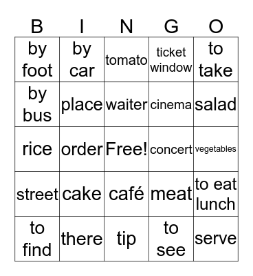 Español Bingo Card