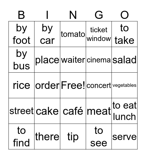 Español Bingo Card