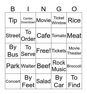 Lvl 1 Unit 4 Lesson 2 Bingo Card