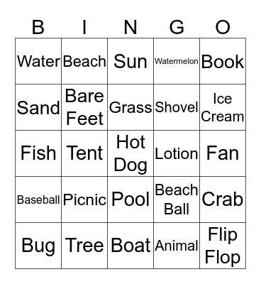 Summer Bingo Card