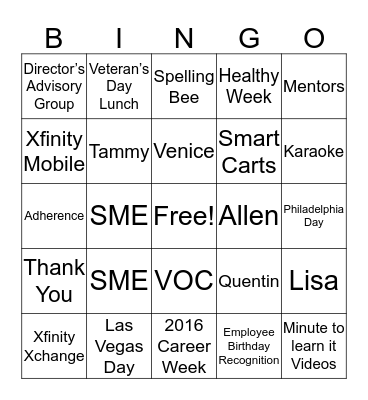 Your Voice Travels 2017 Bingo Card