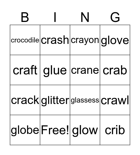 GL and CR Bingo Card