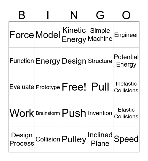 PLTW Bingo Card