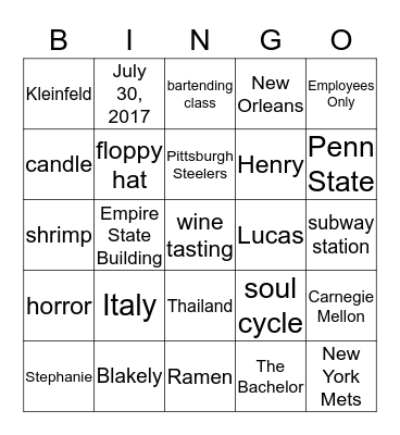 A Perfect Blend~Stephanie&Henry Bingo Card